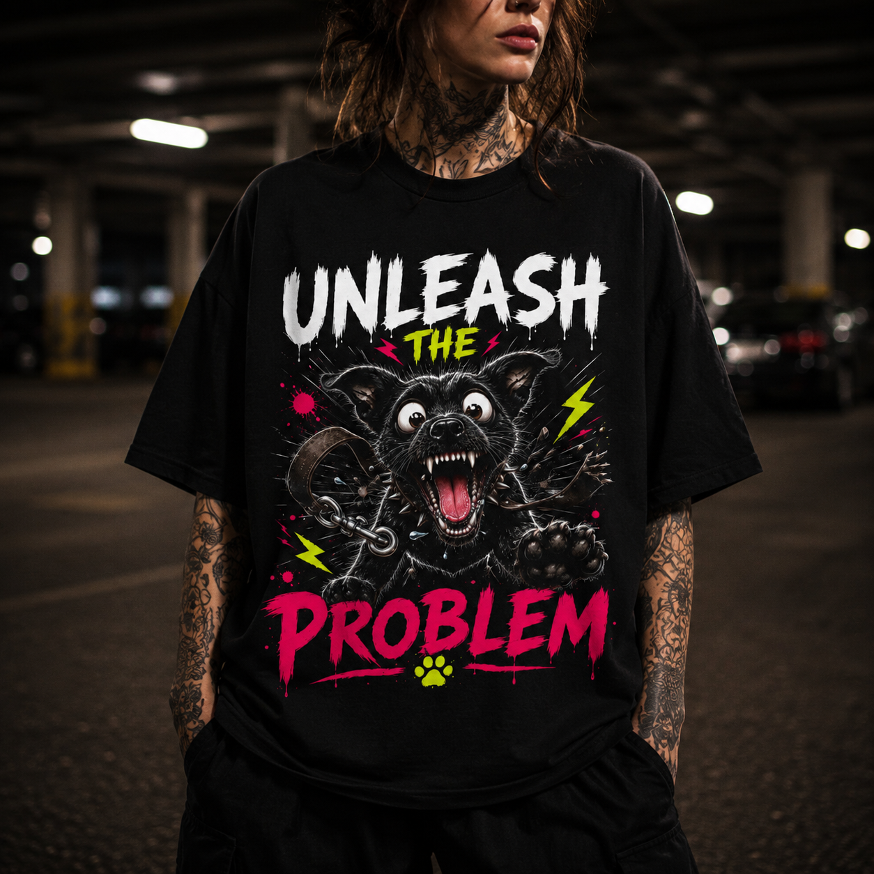 Angry Jumping Dog Tee  - Unleash The Problem