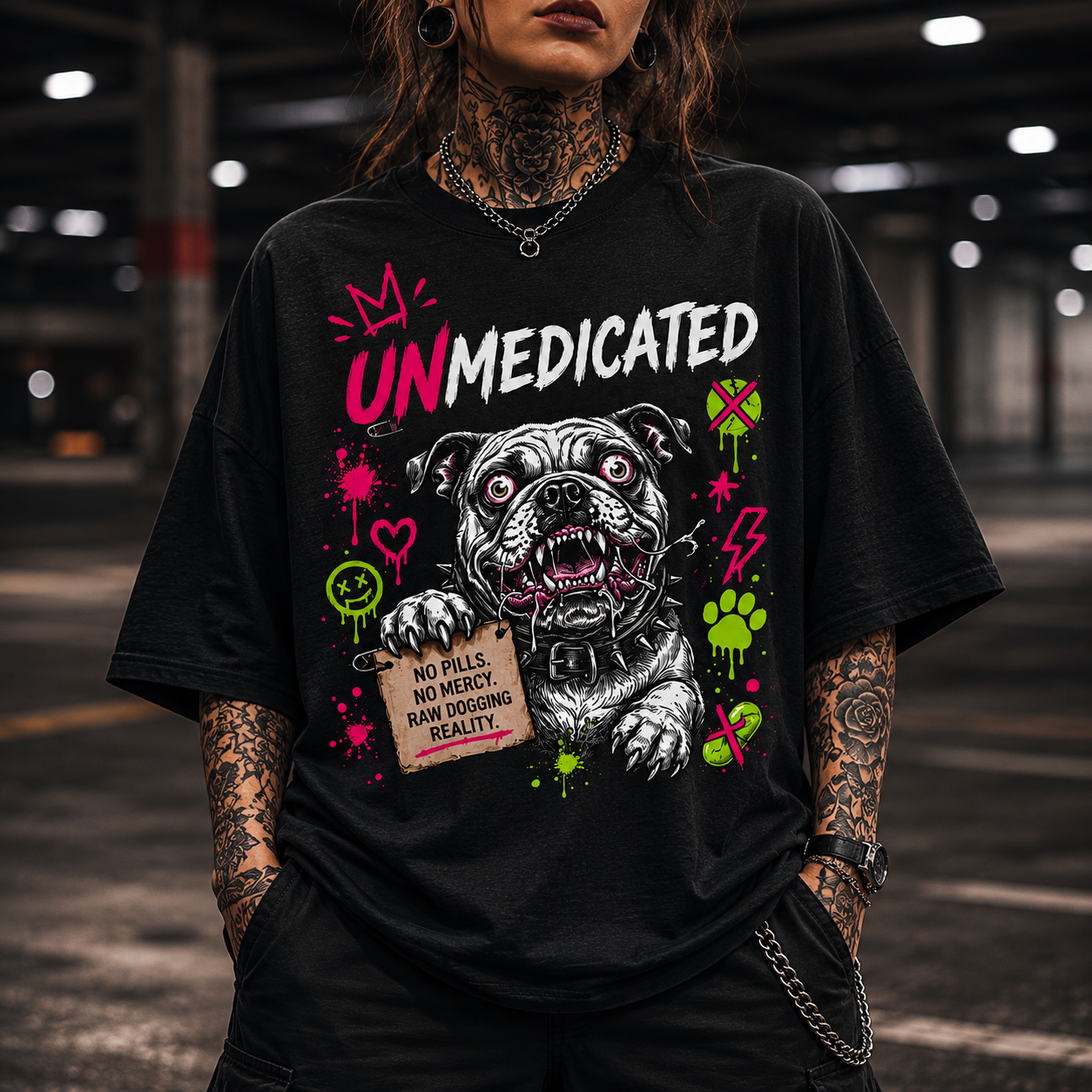 Zombie PITBULL Dog Tee - Unmedicated