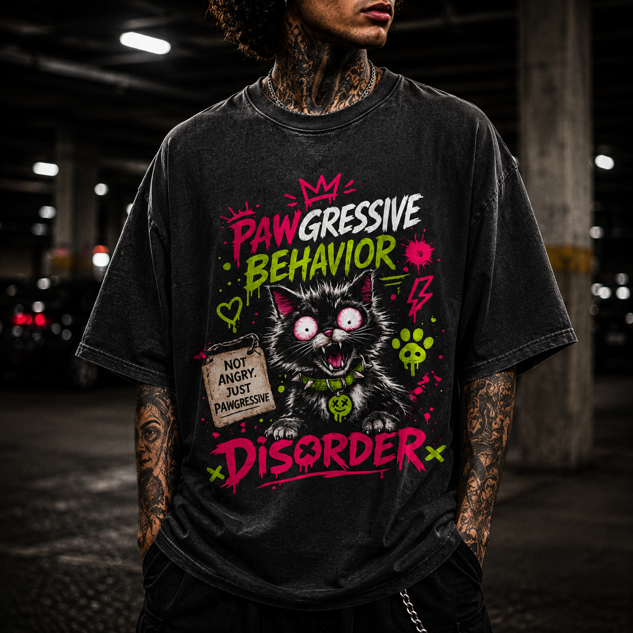 Funny Mean Cat Tee - Pawgressive Behavior