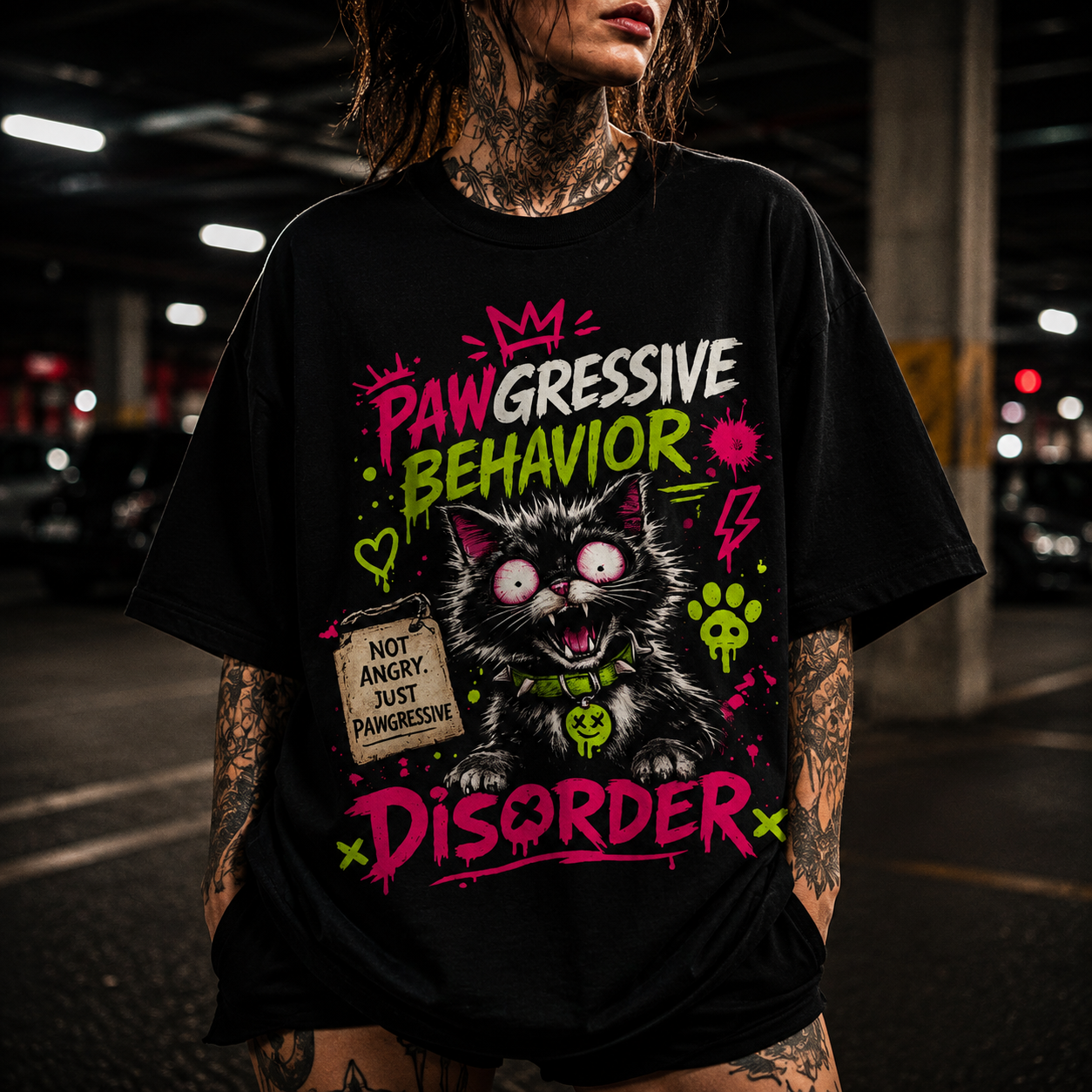 Funny Mean Cat Tee - Pawgressive Behavior