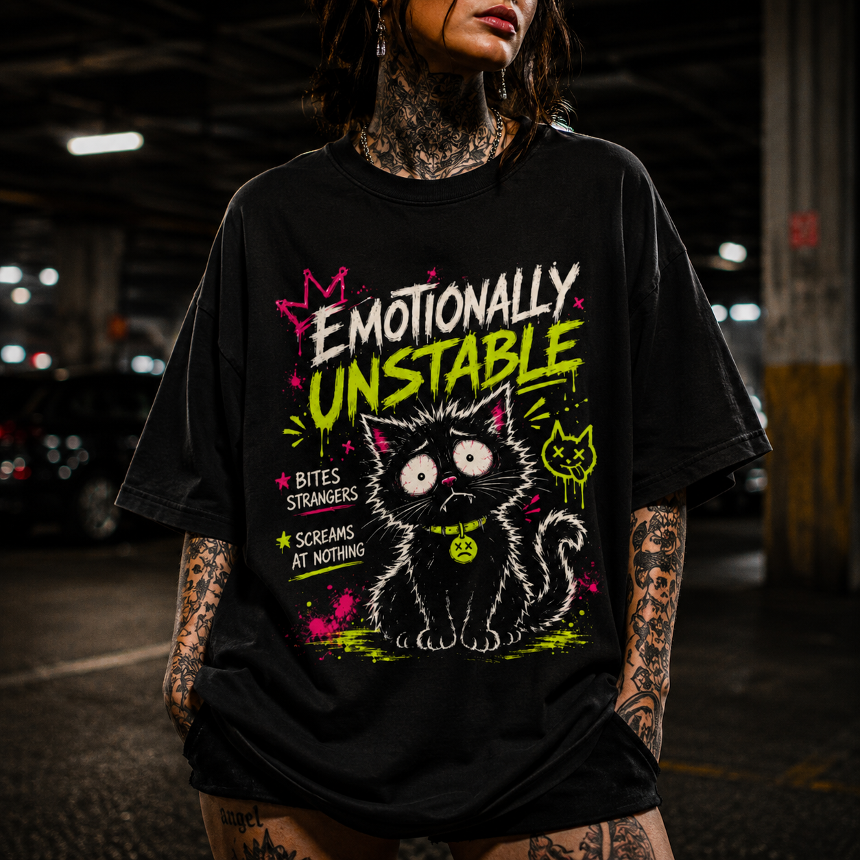 Rickety Cat T-Shirt - Emotionally Unstable