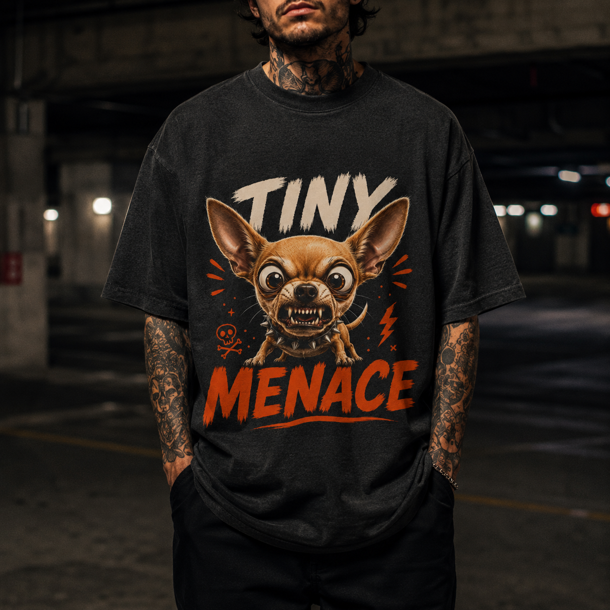 Tiny Menace T‑Shirt — Funny Fierce Chihuahua Tee