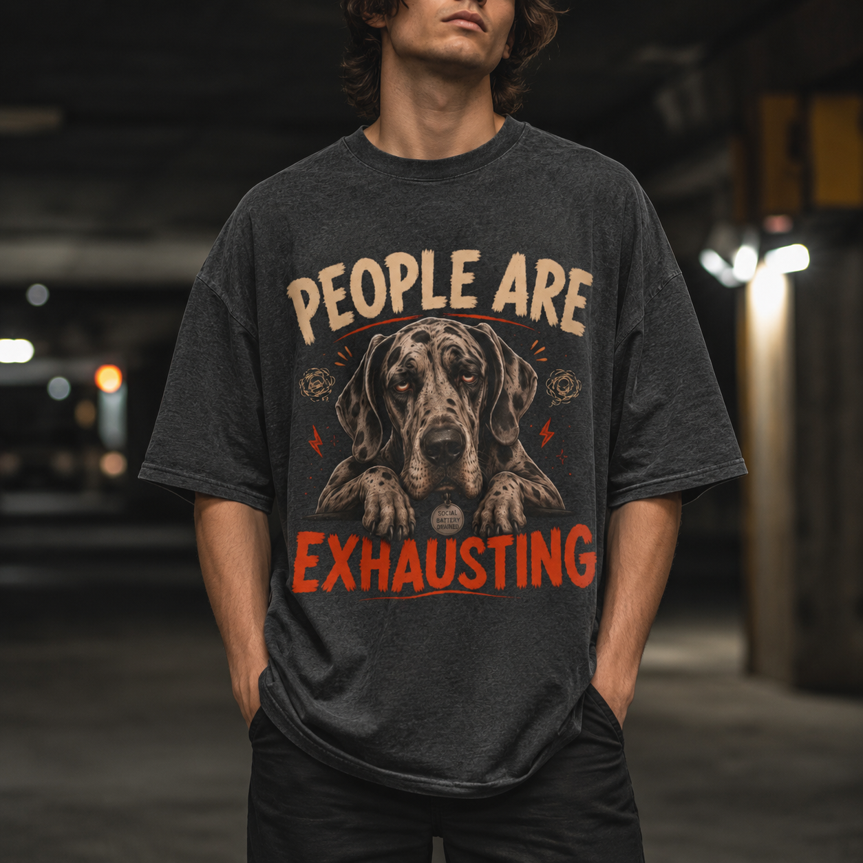 Sarcastic Great Dane Dog - People Are Exhausting