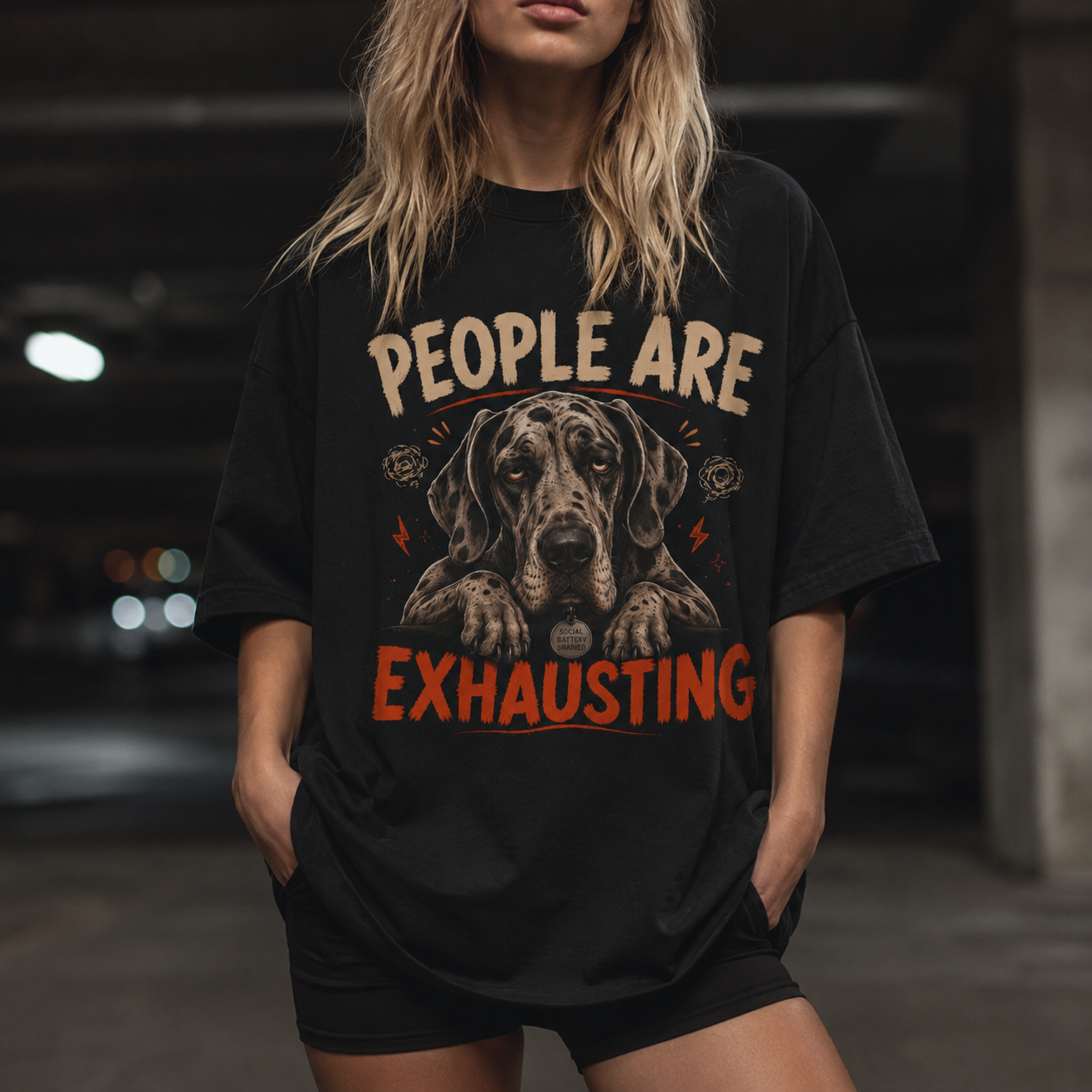 Sarcastic Great Dane Dog - People Are Exhausting