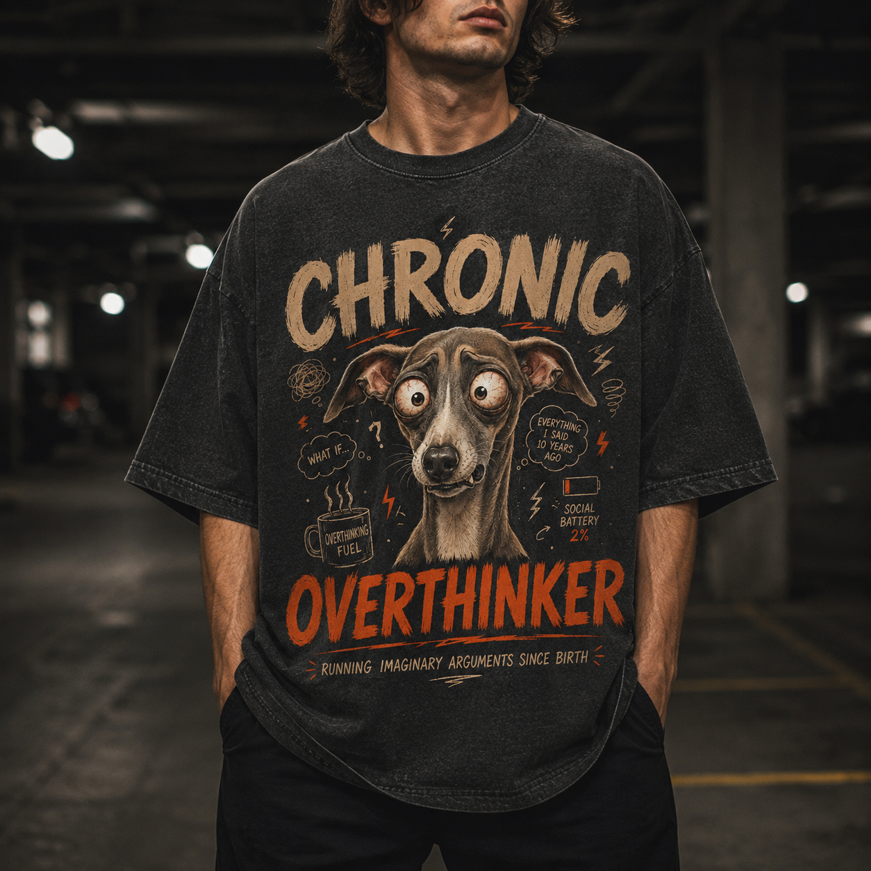 Brooding Italian Greyhound Dog Tee - Chronic Overthinker