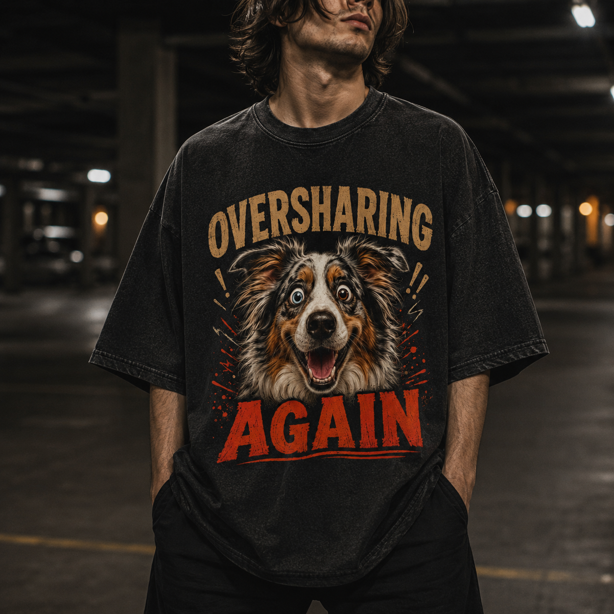 Intransitive Dog Australian Shepherd Tee - Oversharing Again