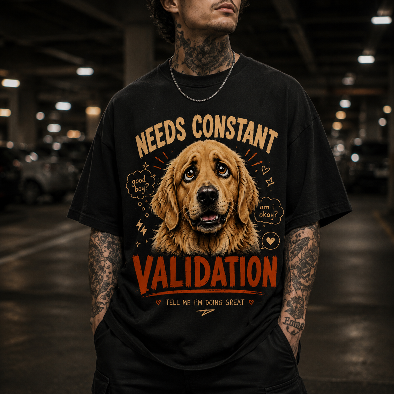 Insecure Dog Golden Retriever T-Shirt  - Needs Validation