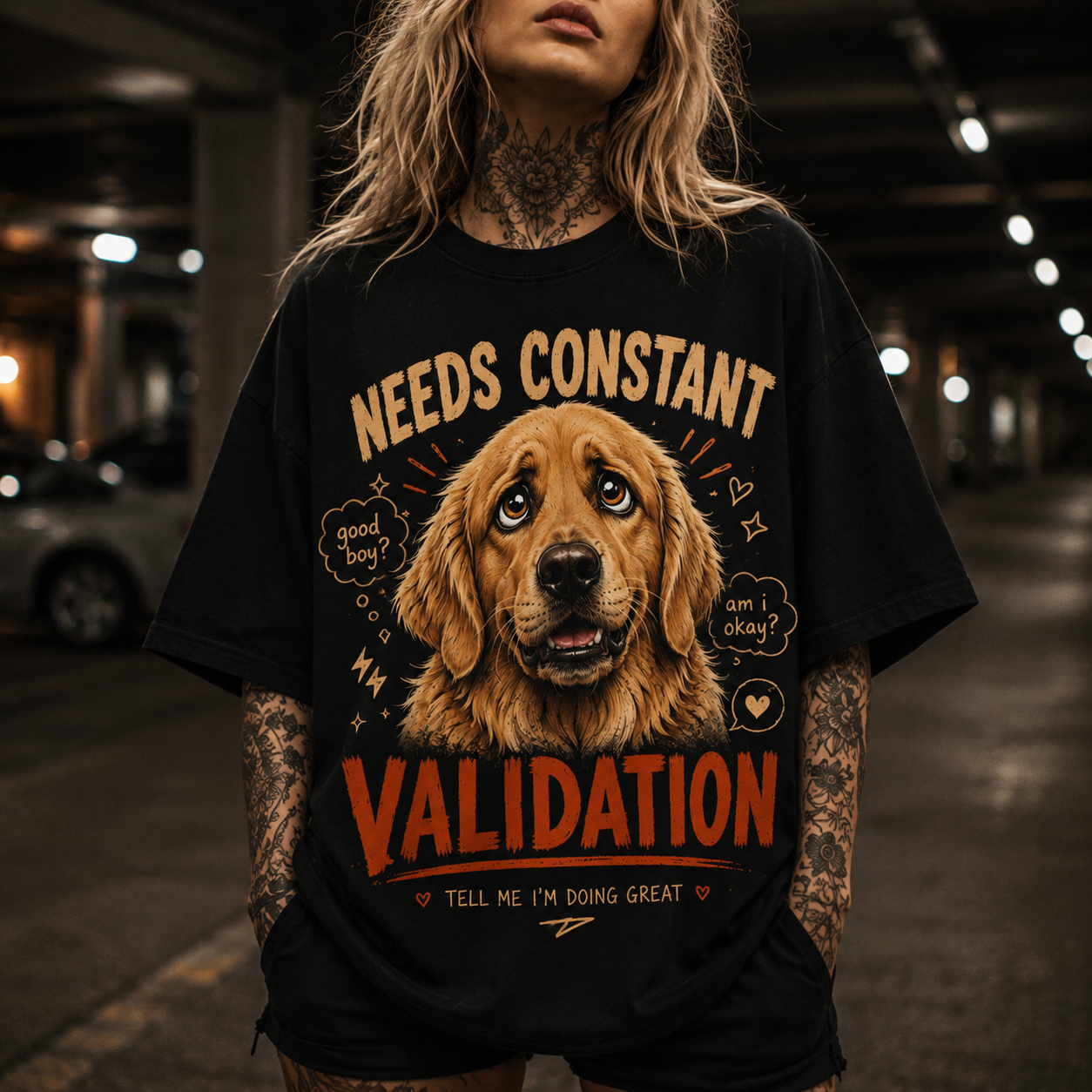 Insecure Dog Golden Retriever T-Shirt  - Needs Validation