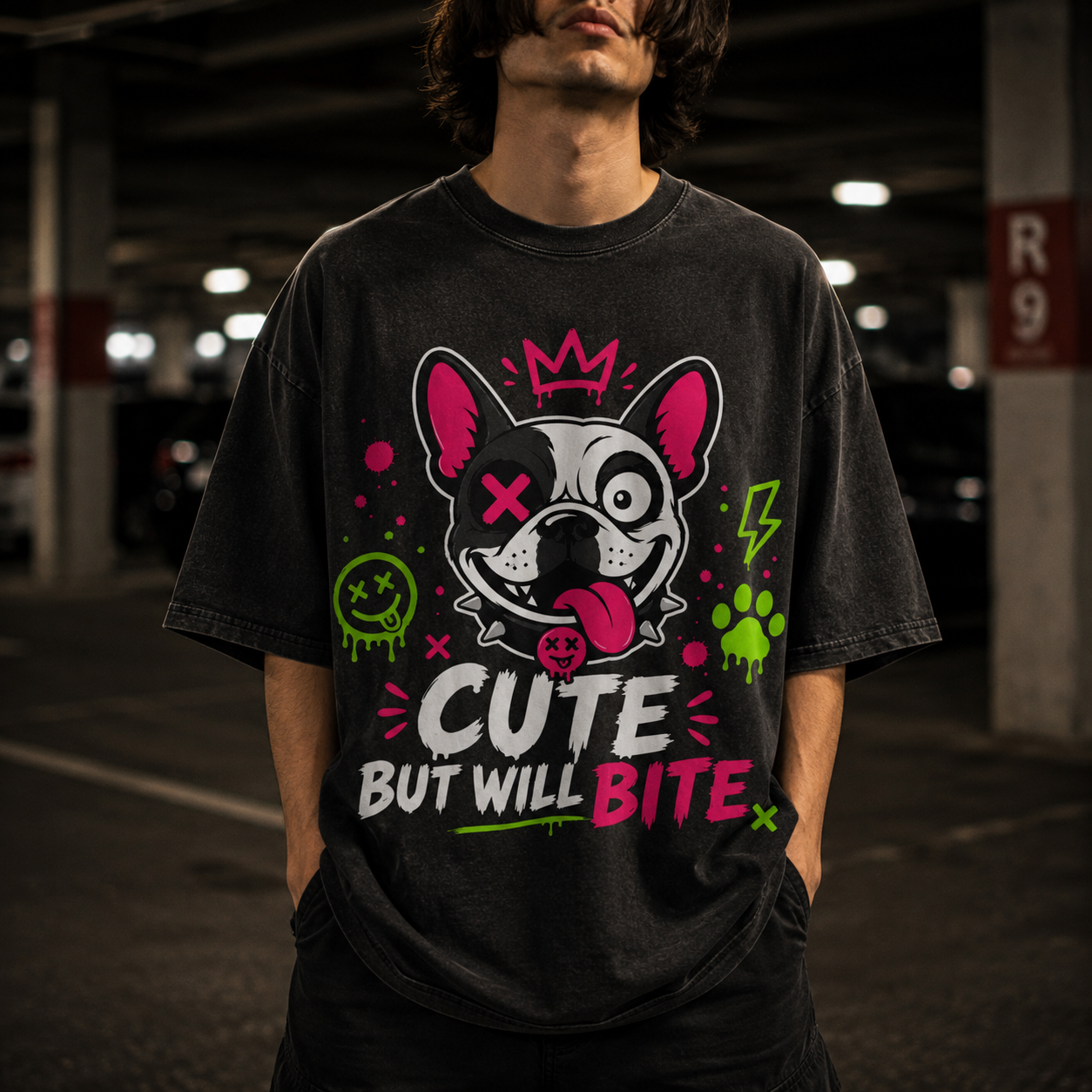 Duplicitous French Bull Dog Tee - Cute But Will Bite