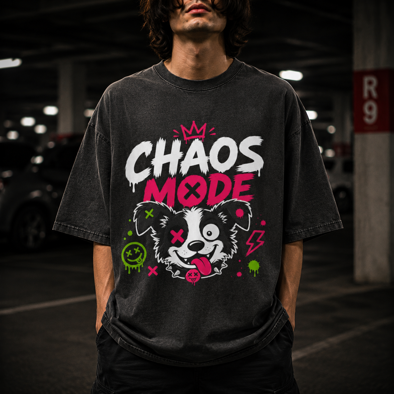 Hasty Collie Dog T-Shirt - Chaos Mode