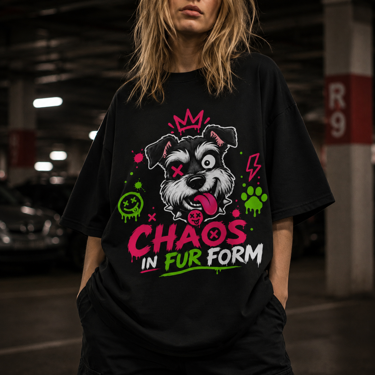Trending Schauzer Dog Tee - Chaos in Fur Form