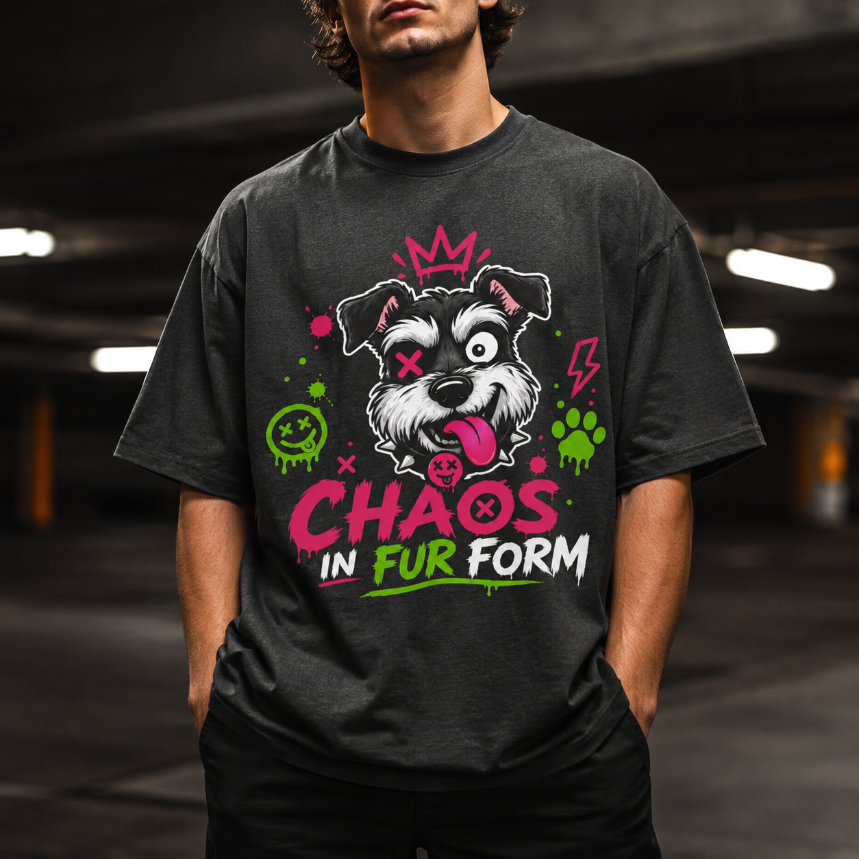 Trending Schauzer Dog Tee - Chaos in Fur Form