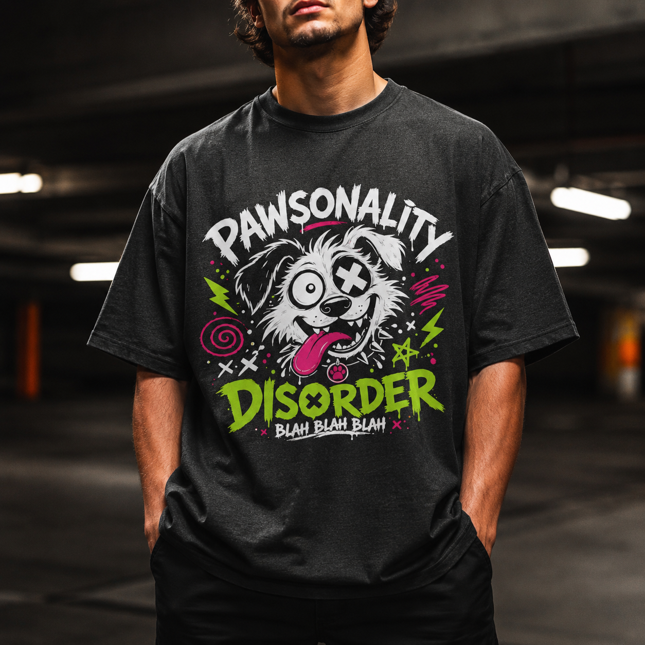 Silly Rescue Dog Tee - Pawsonality Disorder Blah