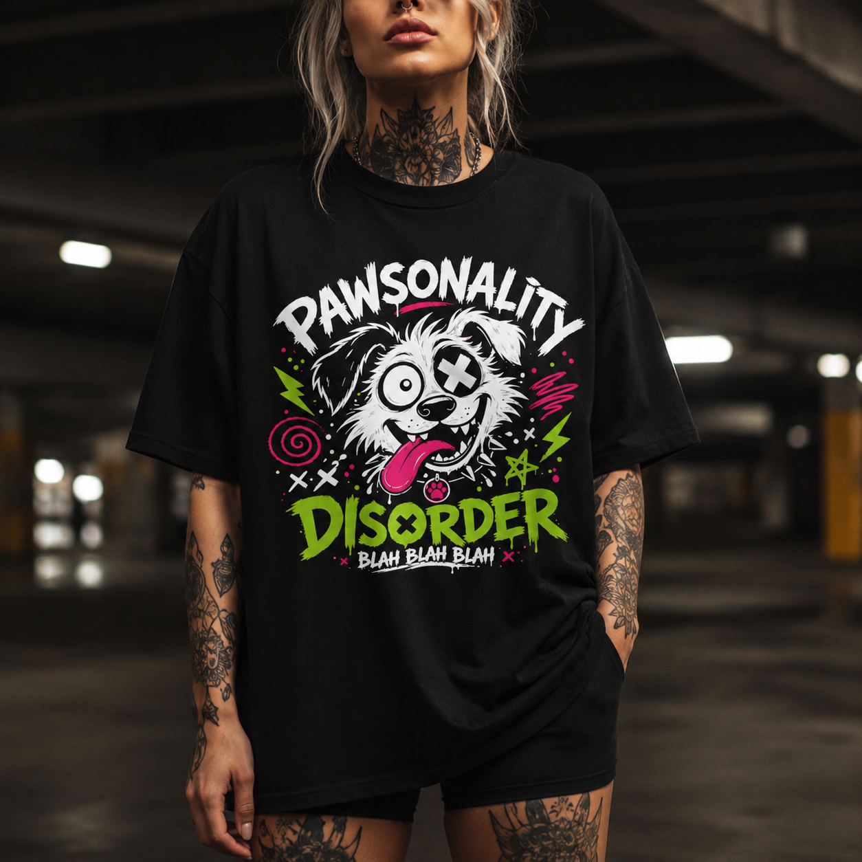 Silly Rescue Dog Tee - Pawsonality Disorder Blah