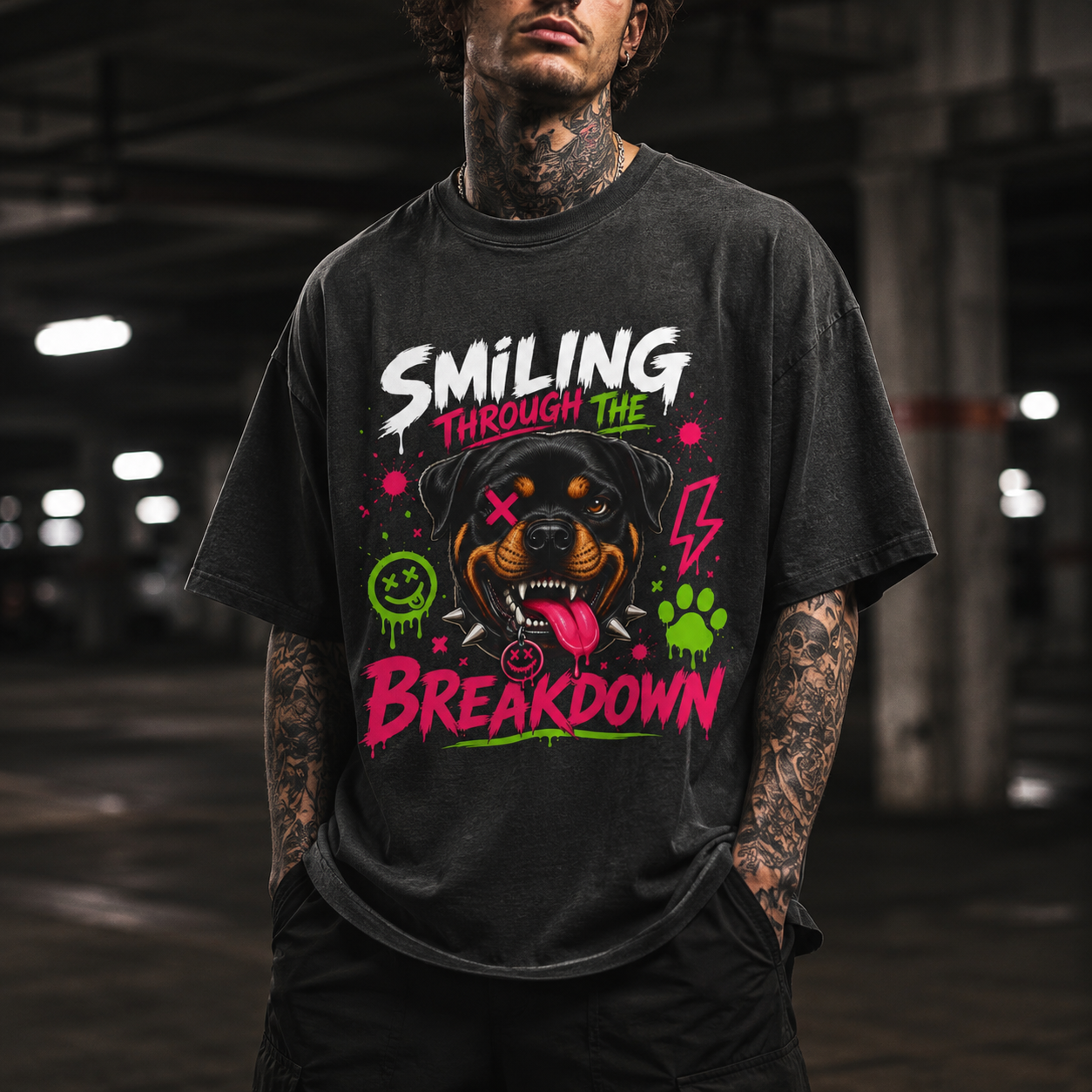 Outlandish Rotweiler Dog Tee - Smiling Breakdown