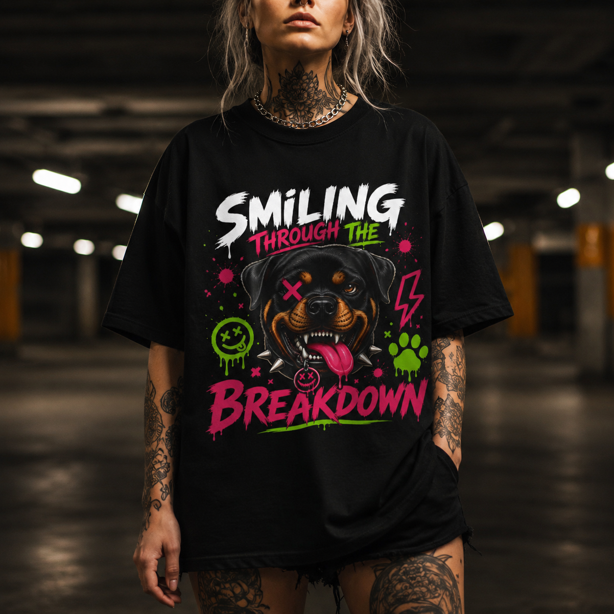 Outlandish Rotweiler Dog Tee - Smiling Breakdown