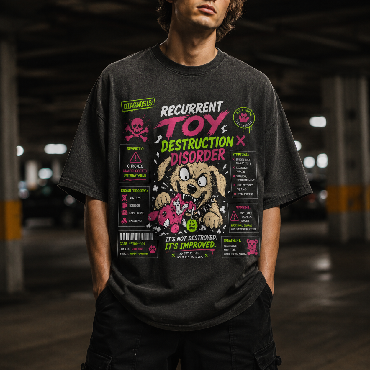 Catastrophic Chart Dog Tee - Toy Destruction
