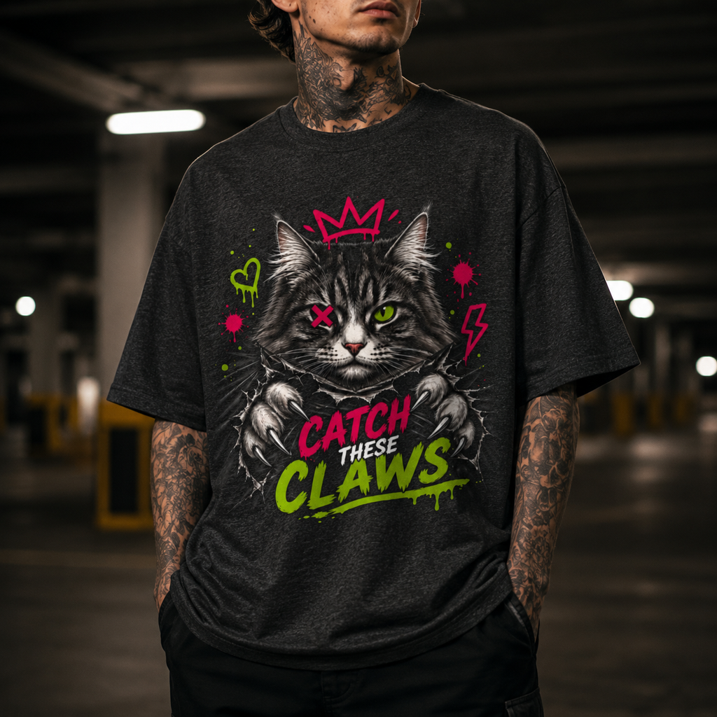 Daring Manx Cat Tee - Catch These Claws