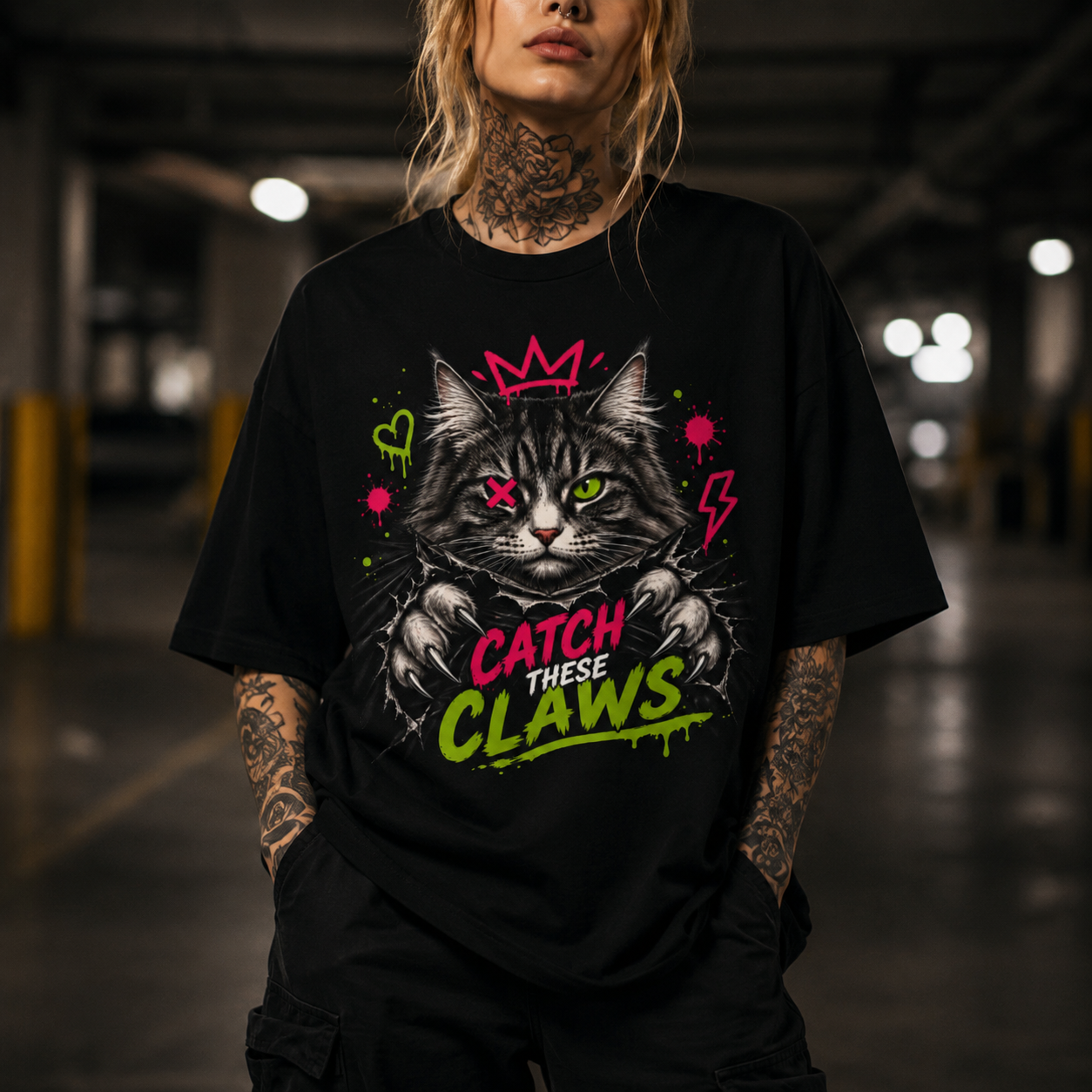 Daring Manx Cat Tee - Catch These Claws