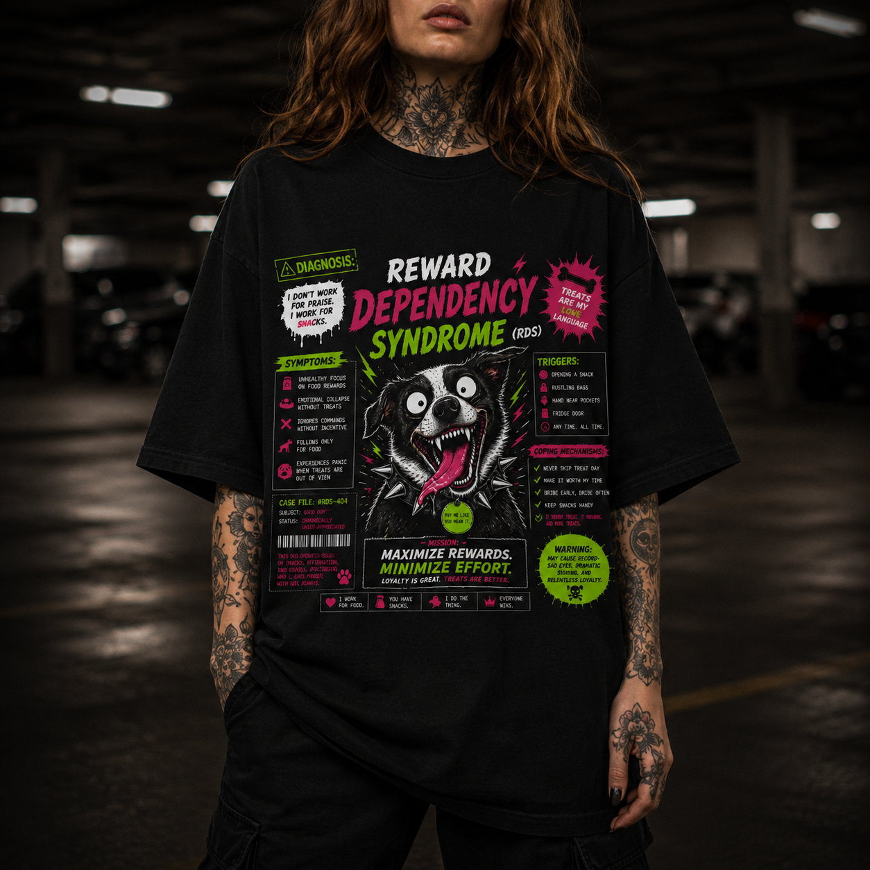 Dangling Collie Dog Tee - Reward Dependency