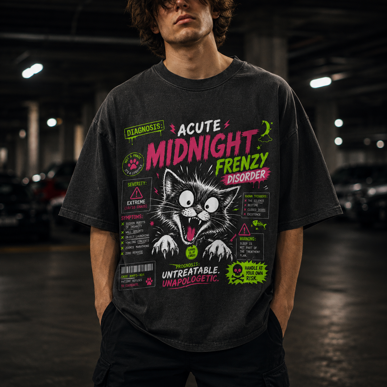 Nonsensical Korat Cat Tee - Midnight Frenzy