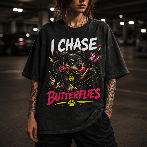 Cute Puppy T-Shirt Dog - I Chase Butterflies
